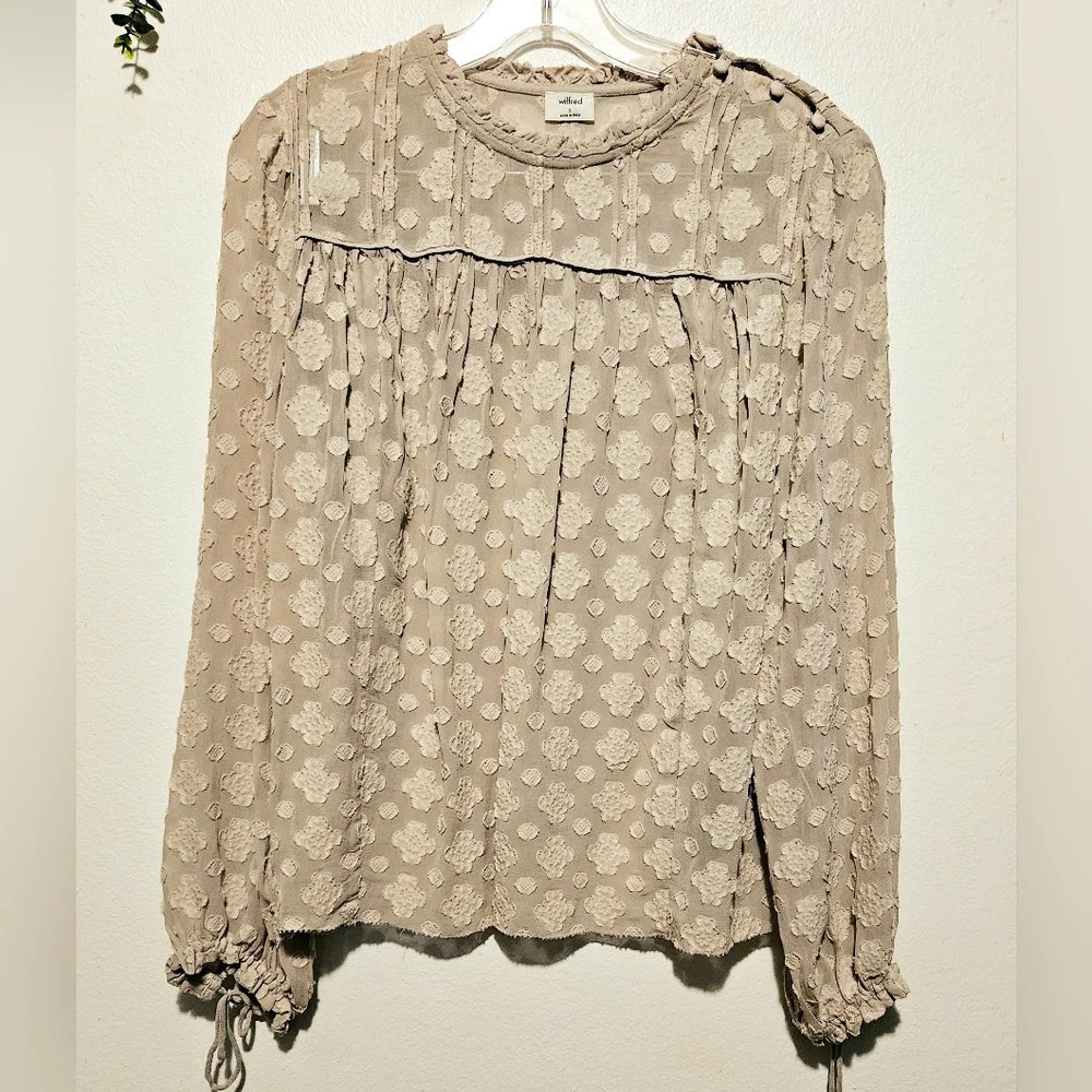 Wilfred Aritzia Lourdes Lace Long Sleeve Blouse Pastel Shade Sz Small